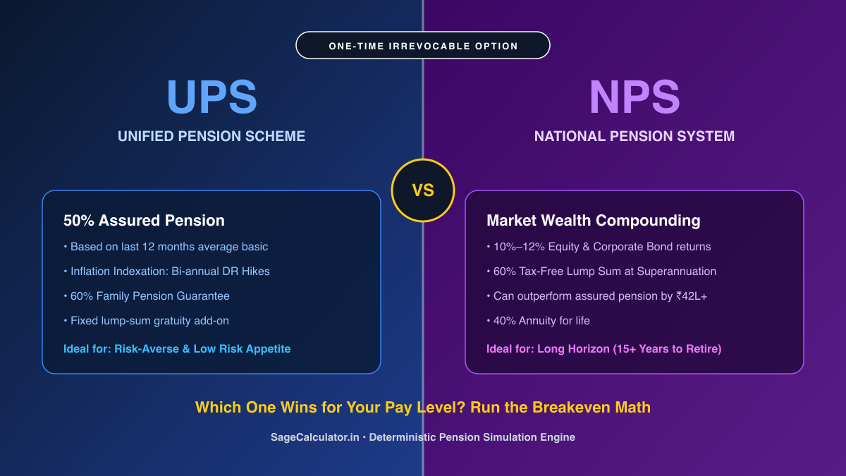 Unified Pension Scheme UPS vs National Pension System NPS Breakeven Comparison